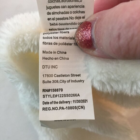 DTU Inc Green Dragon Lovey 12" Cream Baby Security Blanket Dinosaur - Picture 6 of 6